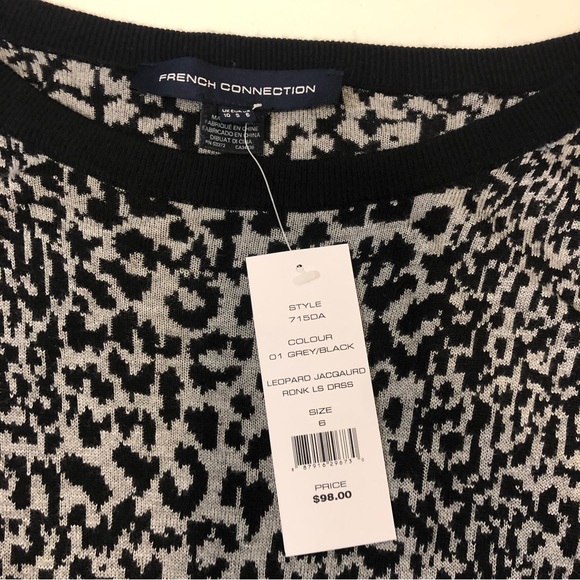 French Connection Leopard Jacquard Dress Women’s size 6 BNWT - Picture 3 of 7